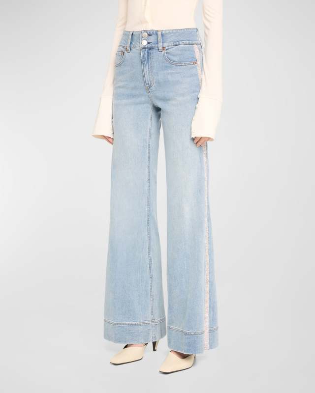 Missa High-Rise Wide-Leg Crystal Side Jeans